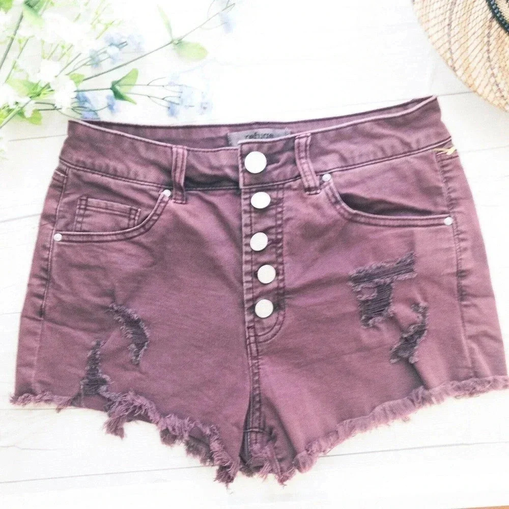 Refuge Womens Chino‎ Low Rise Cut Off Shorts